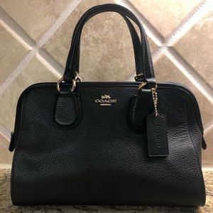 Coach Small Satchel Handbag Black Leather w/strap